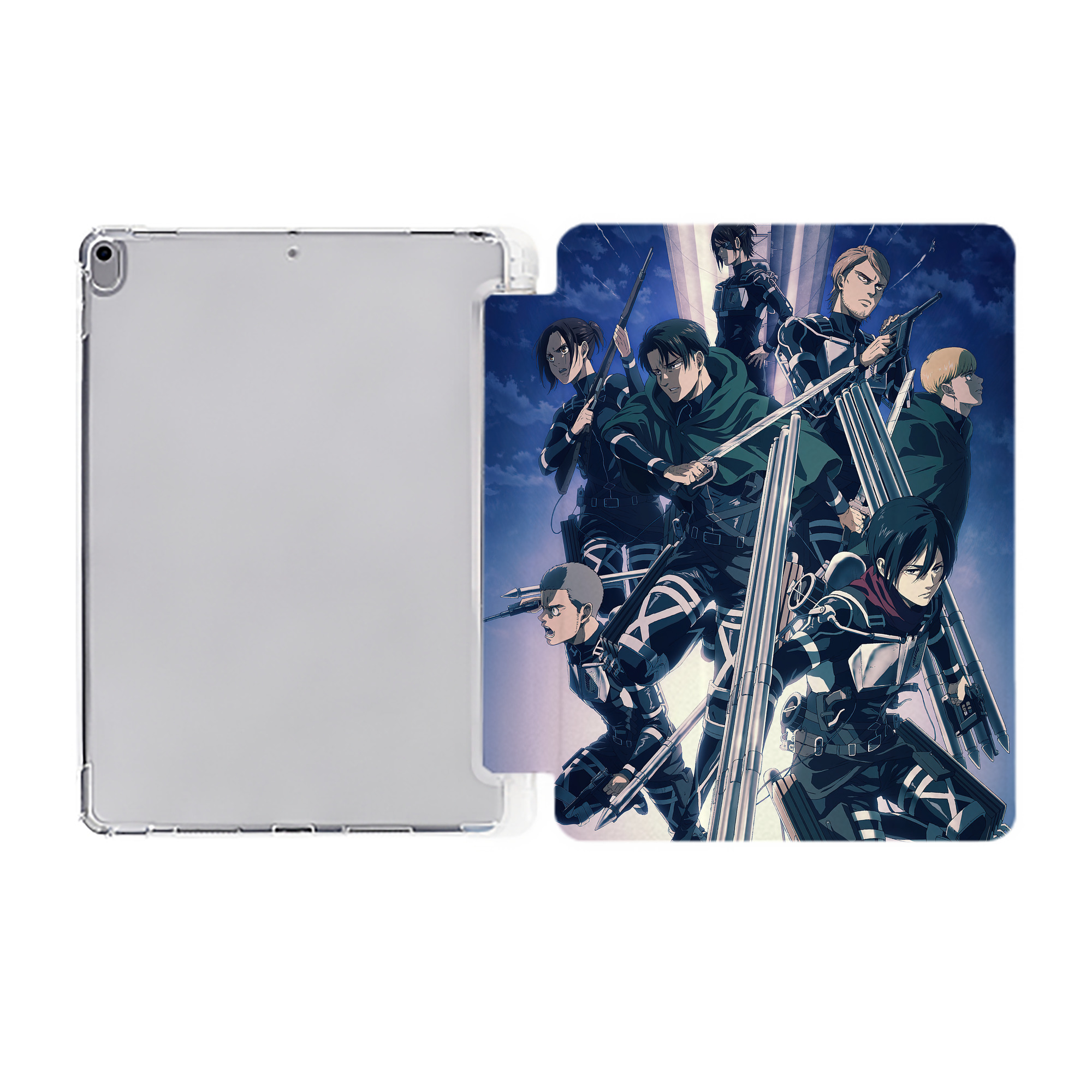 （画像用） 進撃の巨人 Attack on Titan IPad ケース ペン収納付き 三つ折りスタンド PUレザー×シリコン 対応機種9.5/10.5/10.9インチ